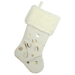 Northlight 19" Ivory White And Gold "Joy" Christmas Stocking With White Faux Fur Cuff 9 Northlight 19" Ivory White And Gold "Joy" Christmas Stocking With White Faux Fur Cuff -Northlight Shop 16941733635296 2