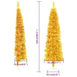 VIDAXL 5ft Slim Half Christmas Tree With Gold Stand 13 VIDAXL 5ft Slim Half Christmas Tree With Gold Stand -Northlight Shop 16941867604704