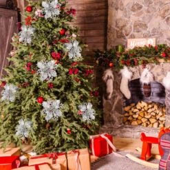 10 Glitter Poinsettia Christmas Hanging Flowers -Northlight Shop 16941950216928 1