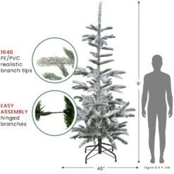 Northlight Real Touch™️ Slim Flocked Nordmann Fir Artificial Christmas Tree - Unlit - 9' Green 16 Northlight Real Touch™️ Slim Flocked Nordmann Fir Artificial Christmas Tree - Unlit - 9' Green -Northlight Shop 16942088696800