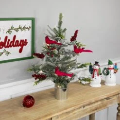 Northlight Pre-Lit LED Frosted Mixed Pine With Cardinals Potted Christmas Tree - 2' - Warm White Lights Green 12 Northlight Pre-Lit LED Frosted Mixed Pine With Cardinals Potted Christmas Tree - 2' - Warm White Lights Green -Northlight Shop 16943028853728