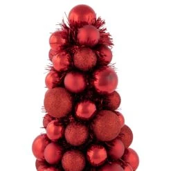 Northlight 3-Finish Shatterproof Ball Christmas Tree With Tinsel - 15.75" - Red -Northlight Shop 172162279359712