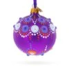 Purple Majesty With Silver Accents Geometric Glass Ball Christmas Ornament 3.25 Inches -Northlight Shop 175621310548688