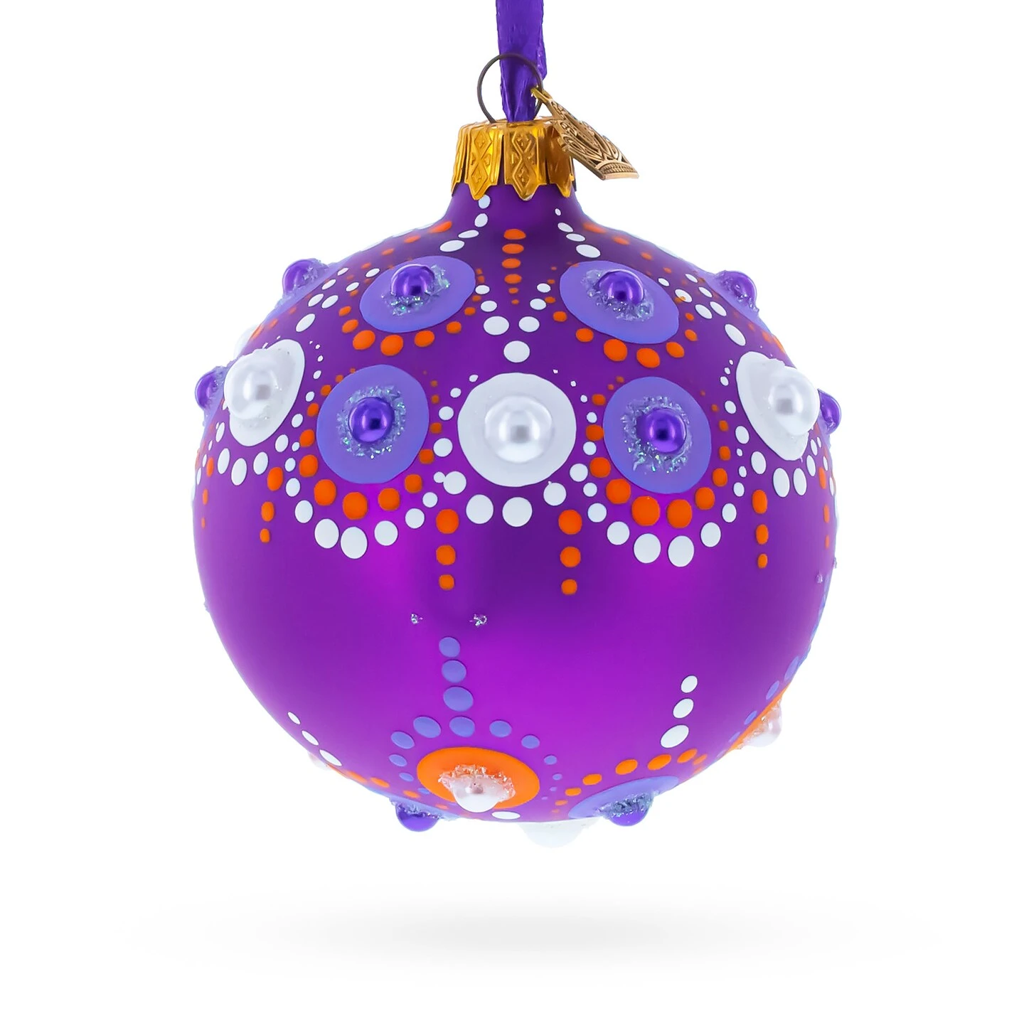 Purple Majesty With Silver Accents Geometric Glass Ball Christmas Ornament 3.25 Inches 3 Purple Majesty With Silver Accents Geometric Glass Ball Christmas Ornament 3.25 Inches