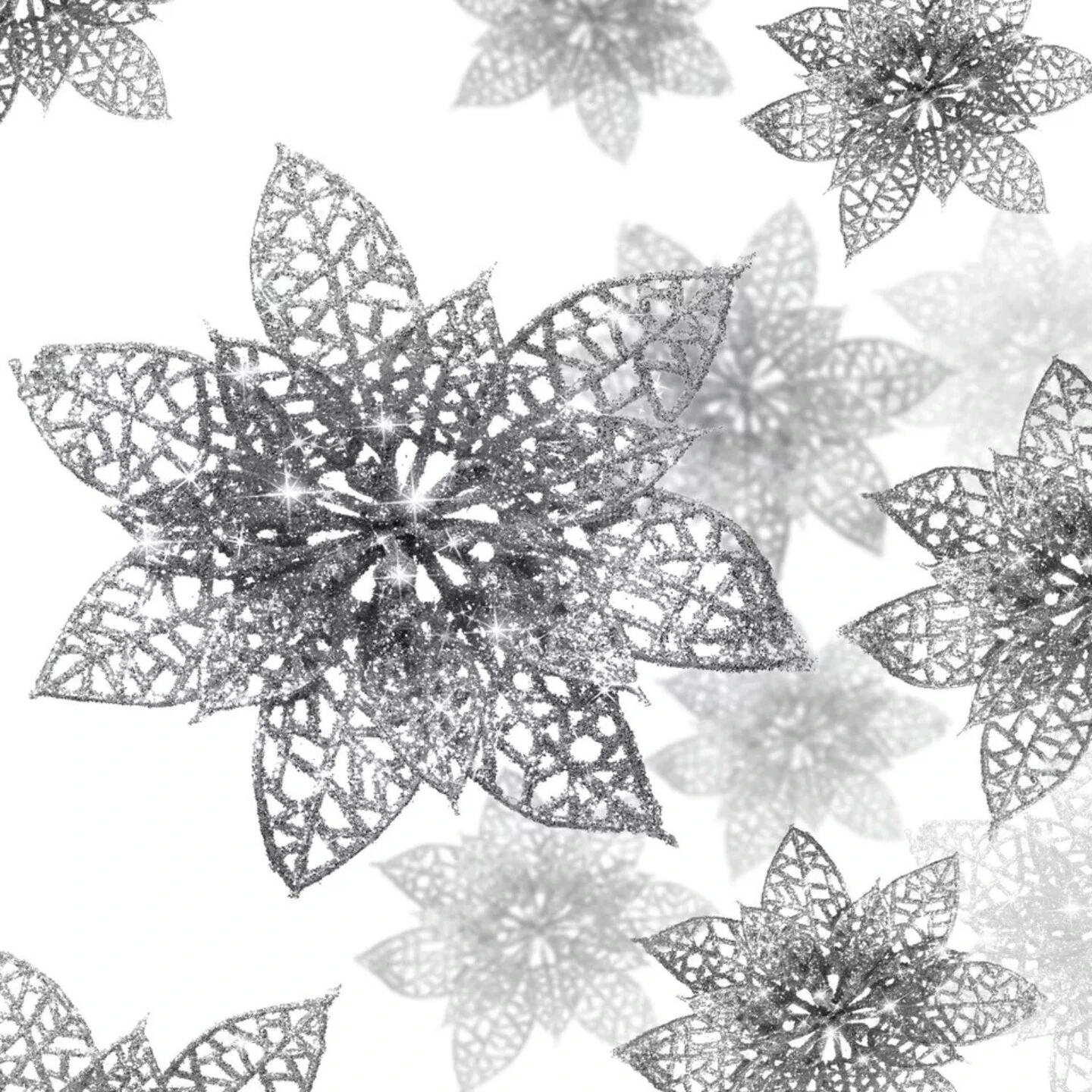 Kitcheniva Christmas Glitter Poinsettia Flowers Xmas Tree Ornament 5 - 10 Pcs 5 Kitcheniva Christmas Glitter Poinsettia Flowers Xmas Tree Ornament 5 - 10 Pcs - Image 3