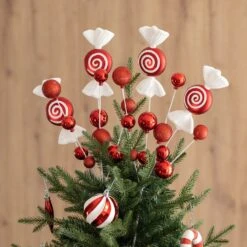 Set Of 191 Christmas New Year Ball Shatterproof Ornaments With Candy Picks & Ribbon Bows -Northlight Shop 183189819615440
