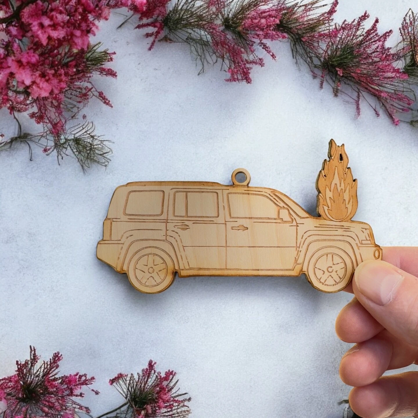 Ornament - Car On Fire - Raw Wood 14 Ornament - Car On Fire - Raw Wood - Image 12