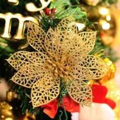 Kitcheniva Christmas Glitter Poinsettia Flowers Xmas Tree Ornament 5 - 10 Pcs 6 Kitcheniva Christmas Glitter Poinsettia Flowers Xmas Tree Ornament 5 - 10 Pcs -Northlight Shop 183190139635920