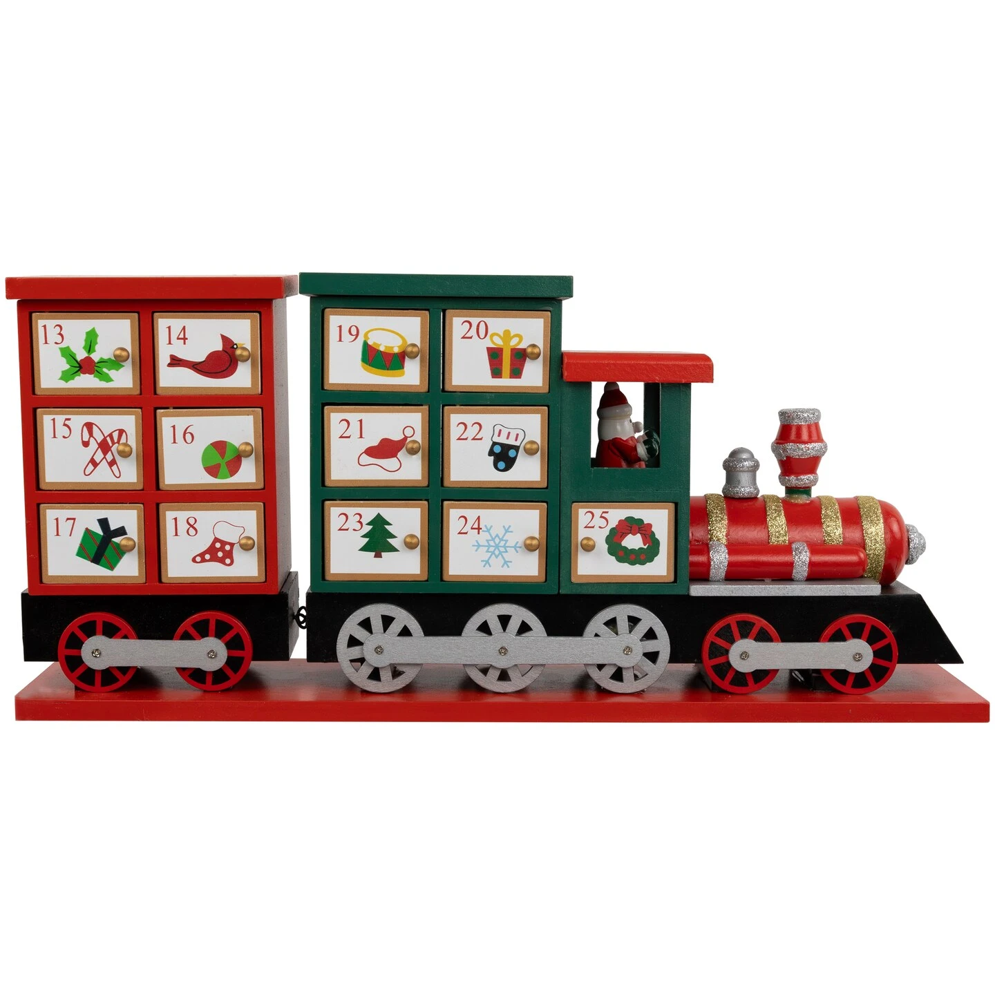Northlight 16.5" Locomotive Train Wooden Christmas Advent Calendar Red 6 Northlight 16.5" Locomotive Train Wooden Christmas Advent Calendar Red - Image 4