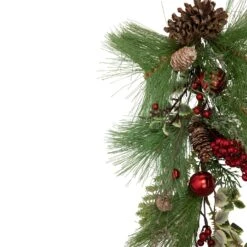 Northlight Frosted Berries And Pine Cones Artificial Christmas Teardrop Swag - 30" - Unlit Green 12 Northlight Frosted Berries And Pine Cones Artificial Christmas Teardrop Swag - 30" - Unlit Green -Northlight Shop 197699183723744