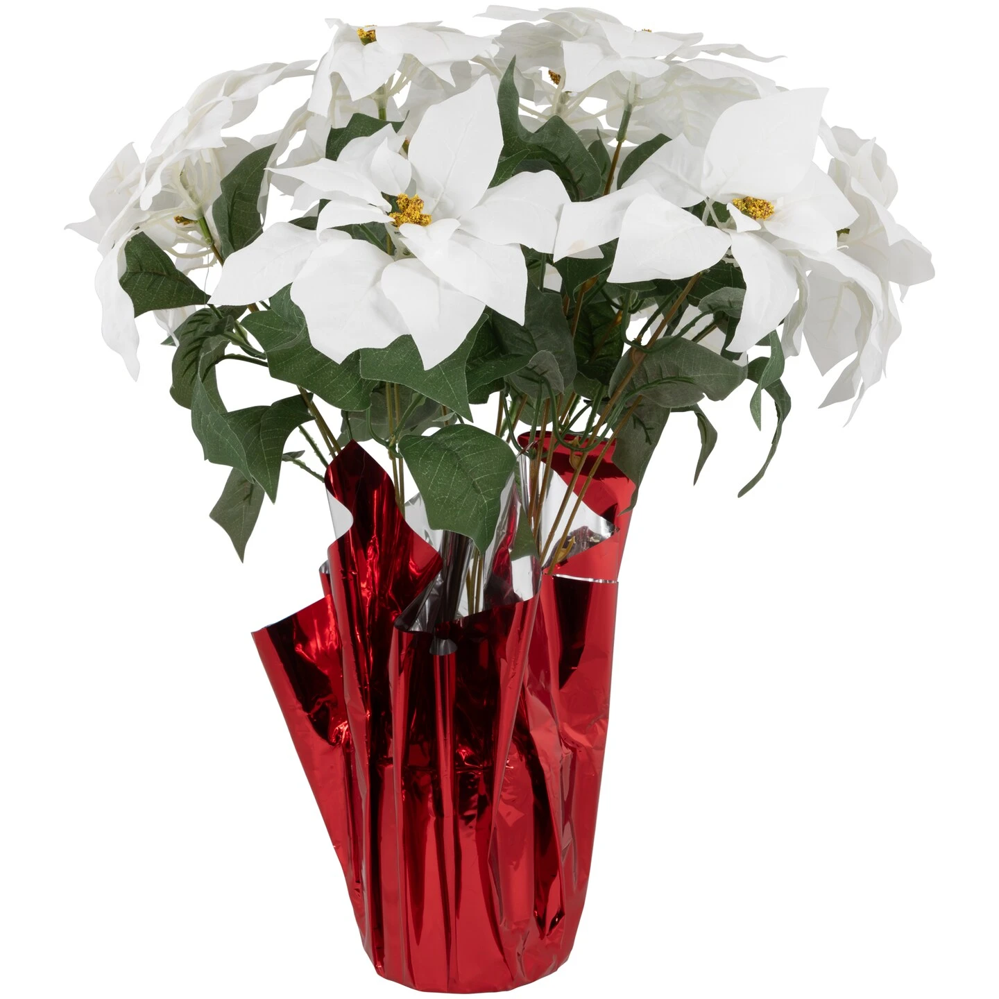 Northlight Artificial Christmas Poinsettia Flowers With Wrapped Base - 22" - White 3 Northlight Artificial Christmas Poinsettia Flowers With Wrapped Base - 22" - White
