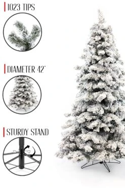 Perfect Holiday 6.5' Heavy Snow Flocked Christmas Tree With Metal Stand 19 Perfect Holiday 6.5' Heavy Snow Flocked Christmas Tree With Metal Stand -Northlight Shop 2066426672481