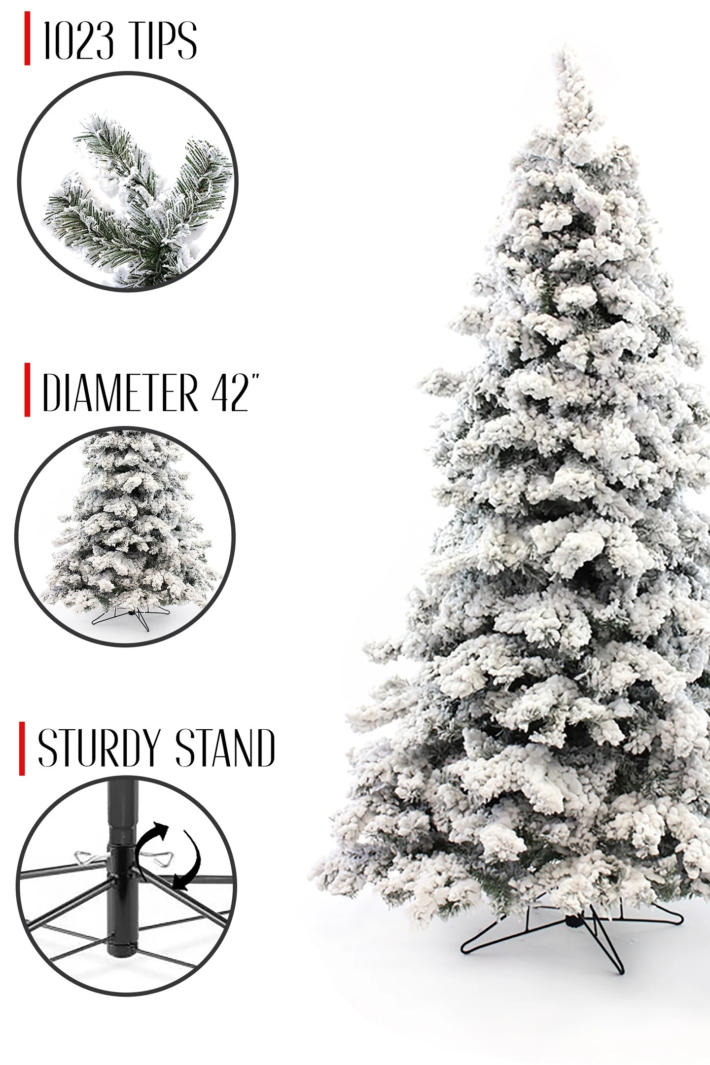 Perfect Holiday 6.5' Heavy Snow Flocked Christmas Tree With Metal Stand 5 Perfect Holiday 6.5' Heavy Snow Flocked Christmas Tree With Metal Stand - Image 3