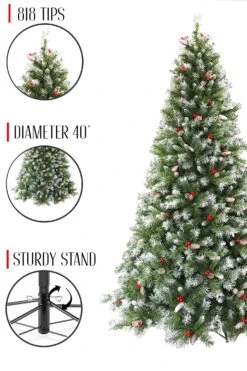 Perfect Holiday 6.5' Frosted Iceland Mixed Pine With Pine Cones And Red Berries 25 Perfect Holiday 6.5' Frosted Iceland Mixed Pine With Pine Cones And Red Berries -Northlight Shop 2066466442593 1