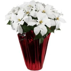 Northlight Artificial Christmas Poinsettia In Wrapped Base - 26" - White -Northlight Shop 208417721867616 2