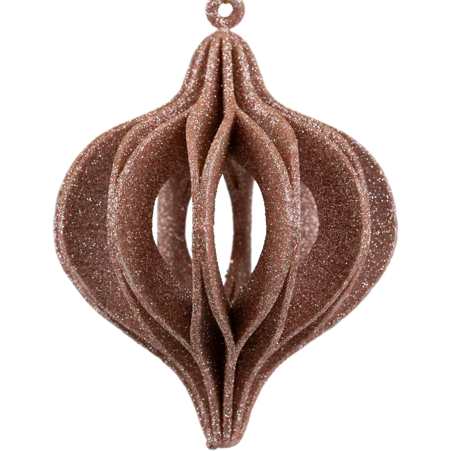 Northlight Champagne Pink Open Cut Glitter Onion Shatterproof Christmas Ornament 5" (127mm) Gold 7 Northlight Champagne Pink Open Cut Glitter Onion Shatterproof Christmas Ornament 5" (127mm) Gold - Image 5