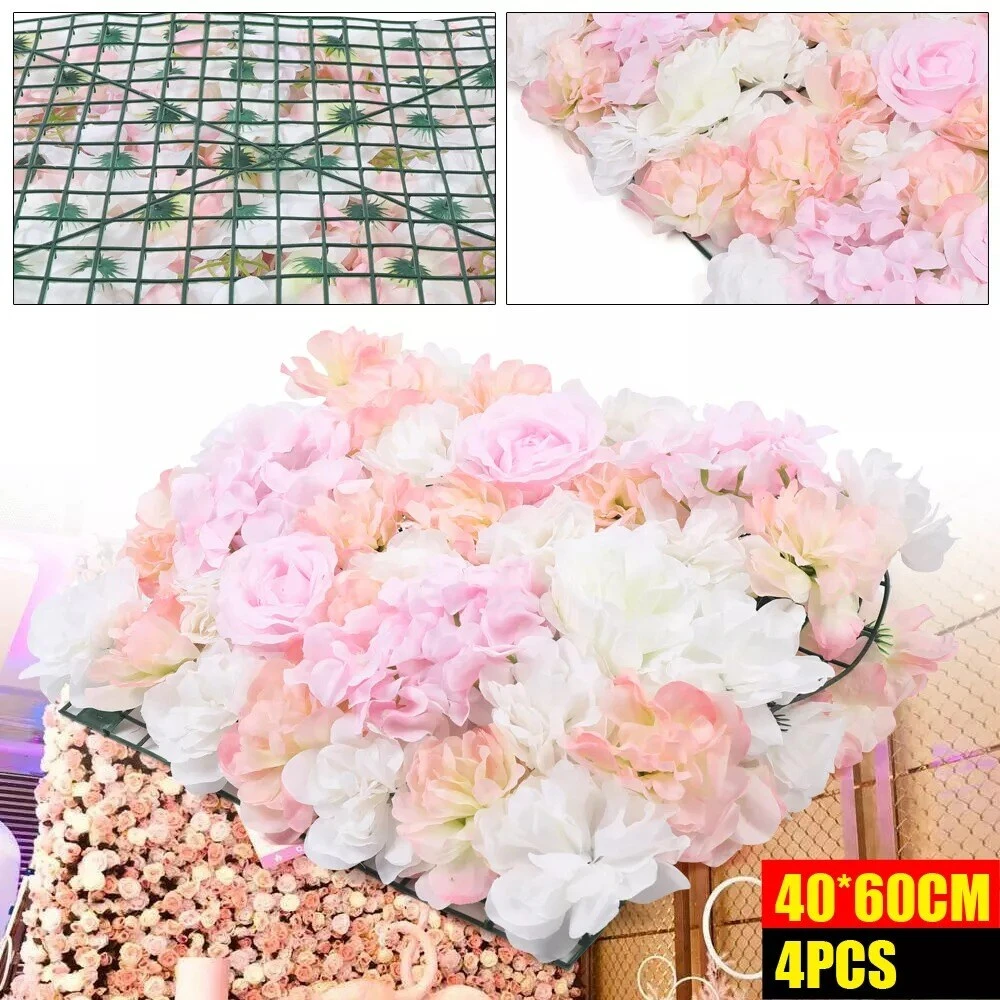 4pcs Artificial Rose Flower Wall Hydrangea Panel Bouquet Wedding Party Home Deco 9 4pcs Artificial Rose Flower Wall Hydrangea Panel Bouquet Wedding Party Home Deco - Image 7