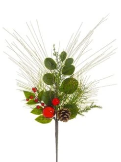 Allstate Mixed Pine With Berries Artificial Christmas Spray - 22" - Green And Red