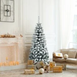 4.5 Feet Unlit Hinged Snow Flocked Artificial Pencil Christmas Tree With 242 Branch 34 4.5 Feet Unlit Hinged Snow Flocked Artificial Pencil Christmas Tree With 242 Branch -Northlight Shop 219934460868448 2