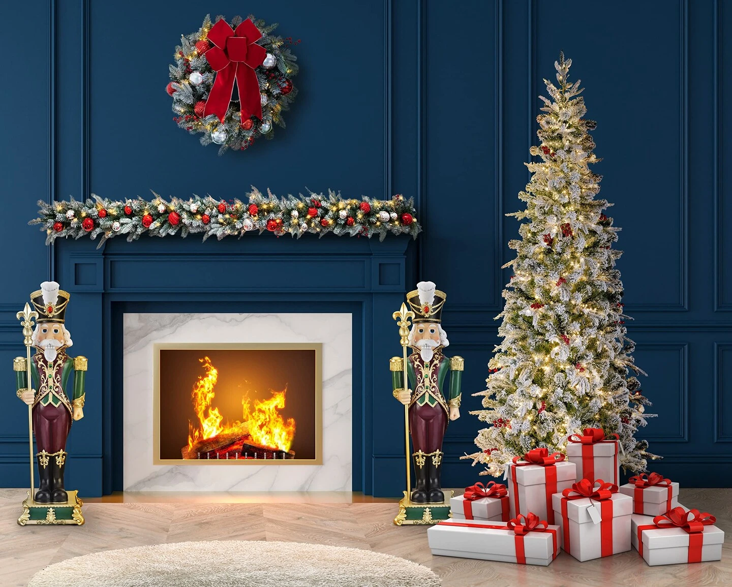 Haute Decor 35 Inch Tall Solid Resin Decorative Holiday Nutcracker With Fleur De Lis 4 Haute Decor 35 Inch Tall Solid Resin Decorative Holiday Nutcracker With Fleur De Lis - Image 2