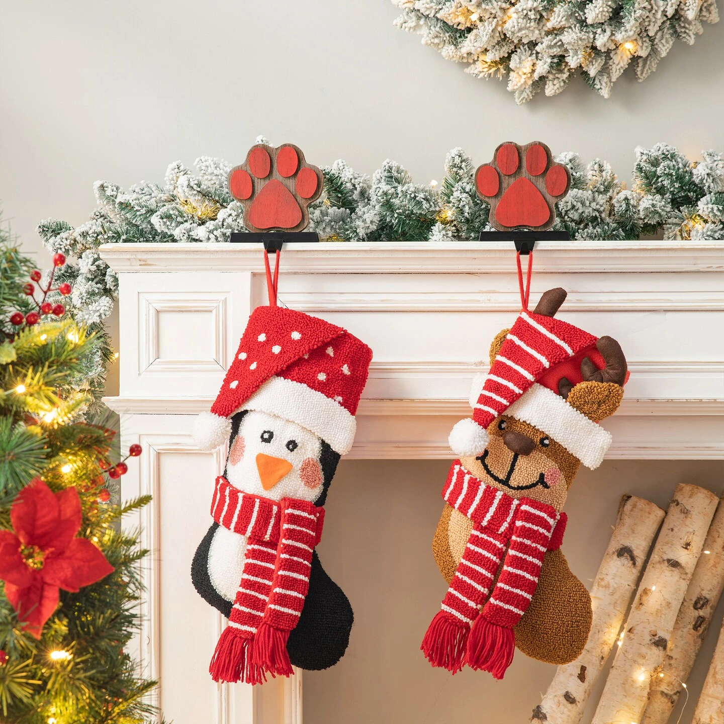 Set Of 2 19.00"L Chrismas Decor Hooked Stockings Penguin & Reindeer 9 Set Of 2 19.00"L Chrismas Decor Hooked Stockings Penguin & Reindeer - Image 7