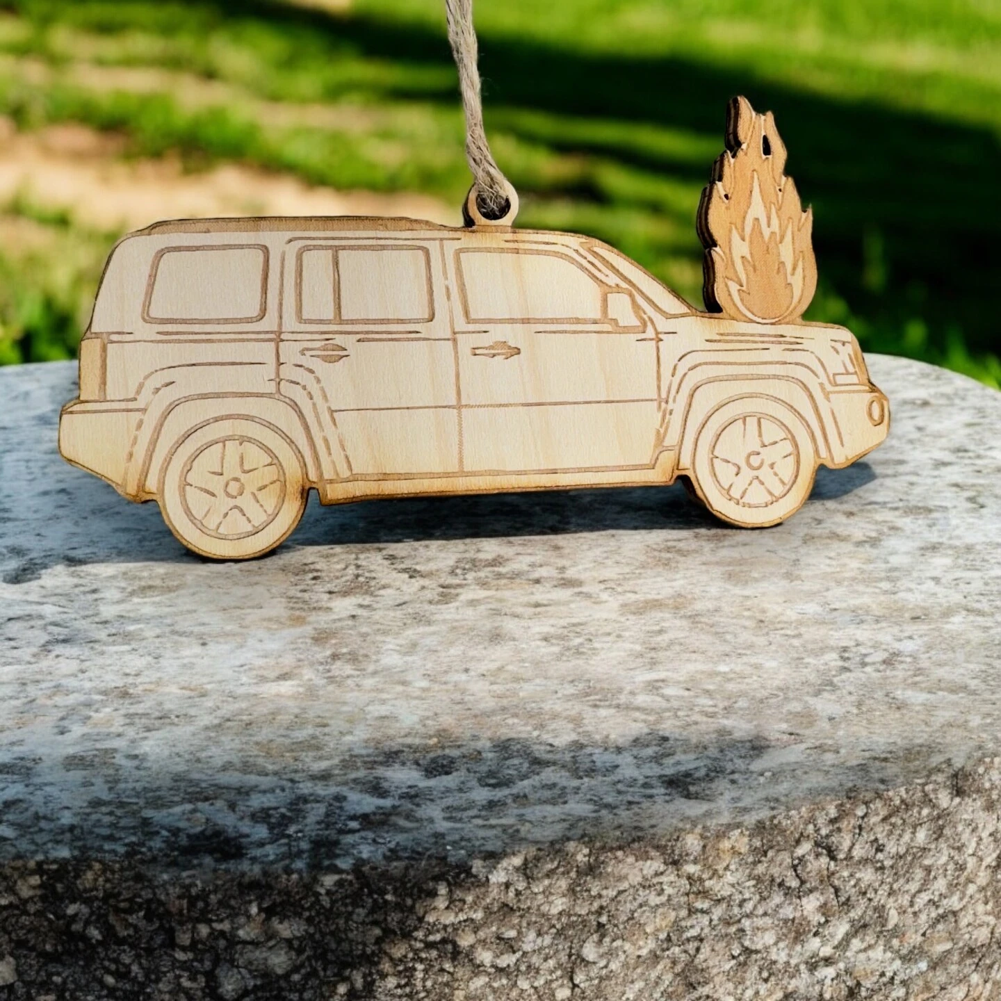 Ornament - Car On Fire - Raw Wood 17 Ornament - Car On Fire - Raw Wood - Image 15