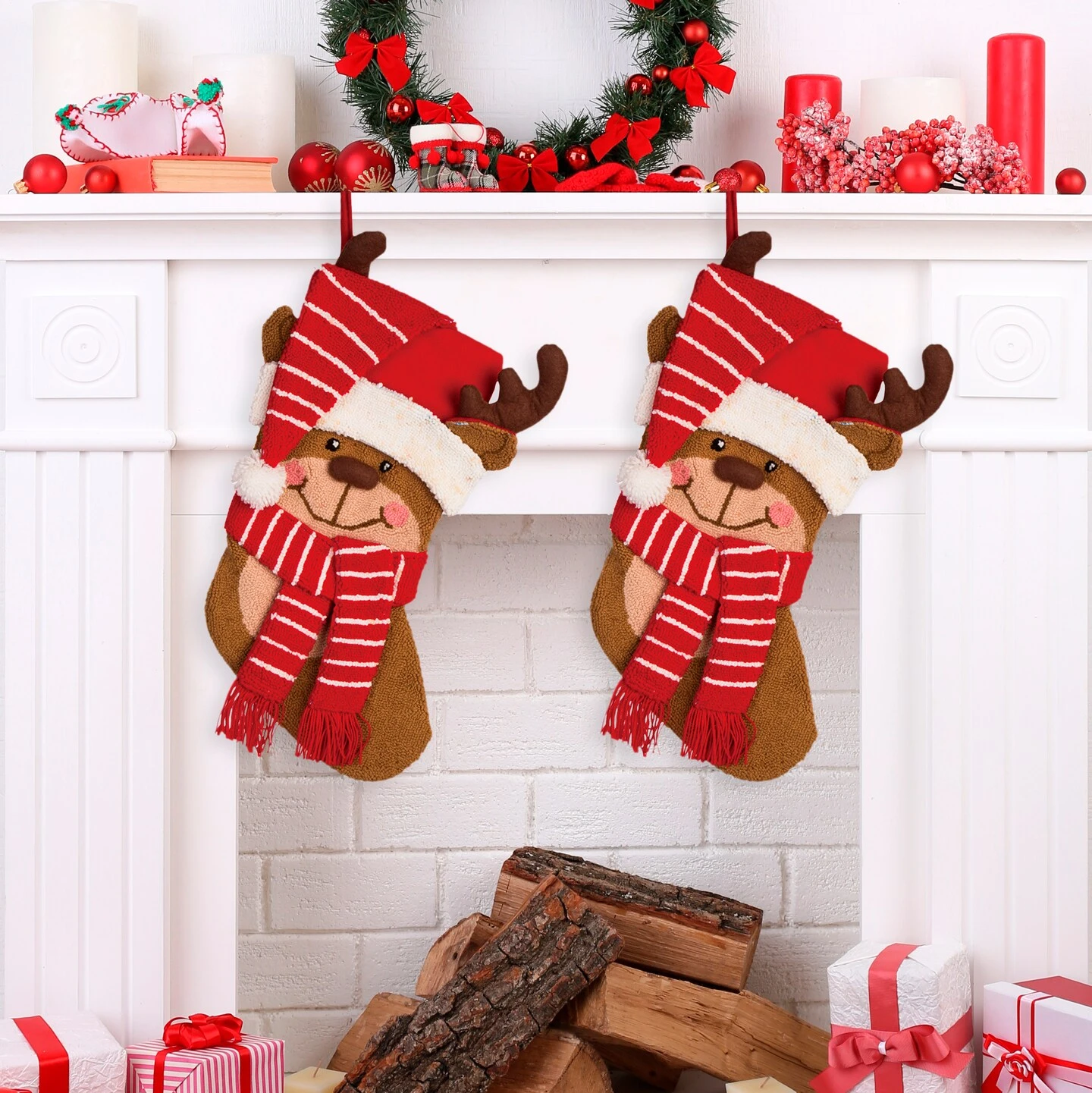 Set Of 2 19.00"L Chrismas Decor Hooked Stockings Penguin & Reindeer 11 Set Of 2 19.00"L Chrismas Decor Hooked Stockings Penguin & Reindeer - Image 9