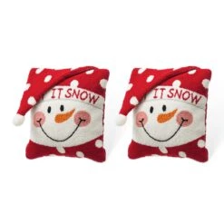 Set Of 2 13.98"L Hooked 3D Snowman/Santa Pillows 2pk Snowman 22 Set Of 2 13.98"L Hooked 3D Snowman/Santa Pillows 2pk Snowman -Northlight Shop 226164323342544