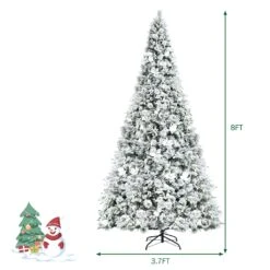 Costway 8ft Snow Flocked Hinged Christmas Tree W/ Berries & Poinsettia Flowers 36 Costway 8ft Snow Flocked Hinged Christmas Tree W/ Berries & Poinsettia Flowers -Northlight Shop 2305859307207298208 2