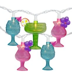 Northlight Cocktail Glasses Patio Light Set - Multi-Color - 7.25' White Wire - 10ct -Northlight Shop 2305859951916386784