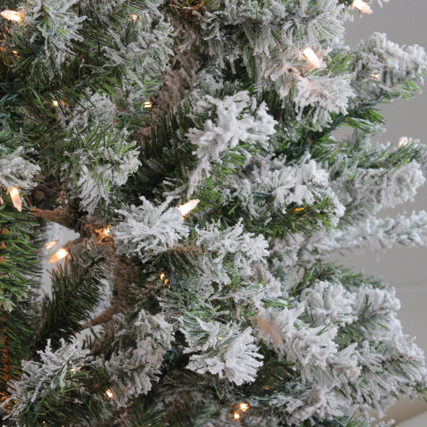 Northlight 7' Pre-Lit Flocked Balsam Pine Artificial Christmas Tree - Clear Lights Green 6 Northlight 7' Pre-Lit Flocked Balsam Pine Artificial Christmas Tree - Clear Lights Green - Image 4