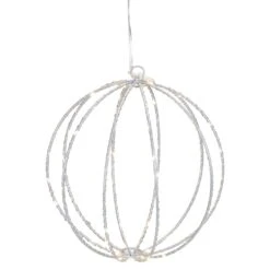 Northlight LED Lighted Hanging Ball Christmas Decoration - 8" - Silver - Warm White Lights 11 Northlight LED Lighted Hanging Ball Christmas Decoration - 8" - Silver - Warm White Lights -Northlight Shop 2305871688365892256 2