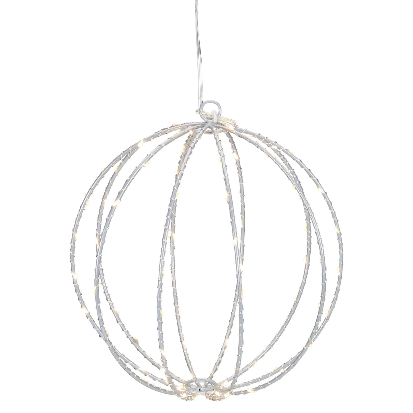 Northlight LED Lighted Hanging Ball Christmas Decoration - 8" - Silver - Warm White Lights 3 Northlight LED Lighted Hanging Ball Christmas Decoration - 8" - Silver - Warm White Lights