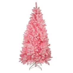 Northlight 6' Pre-Lit Slim Flocked Pink Pine Artificial Christmas Tree - Clear Lights 10 Northlight 6' Pre-Lit Slim Flocked Pink Pine Artificial Christmas Tree - Clear Lights -Northlight Shop 2305871688412435104