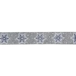 Northlight Gray And White Glitter Snowflake Christmas Wired Craft Ribbon 2.5" X 16 Yards
