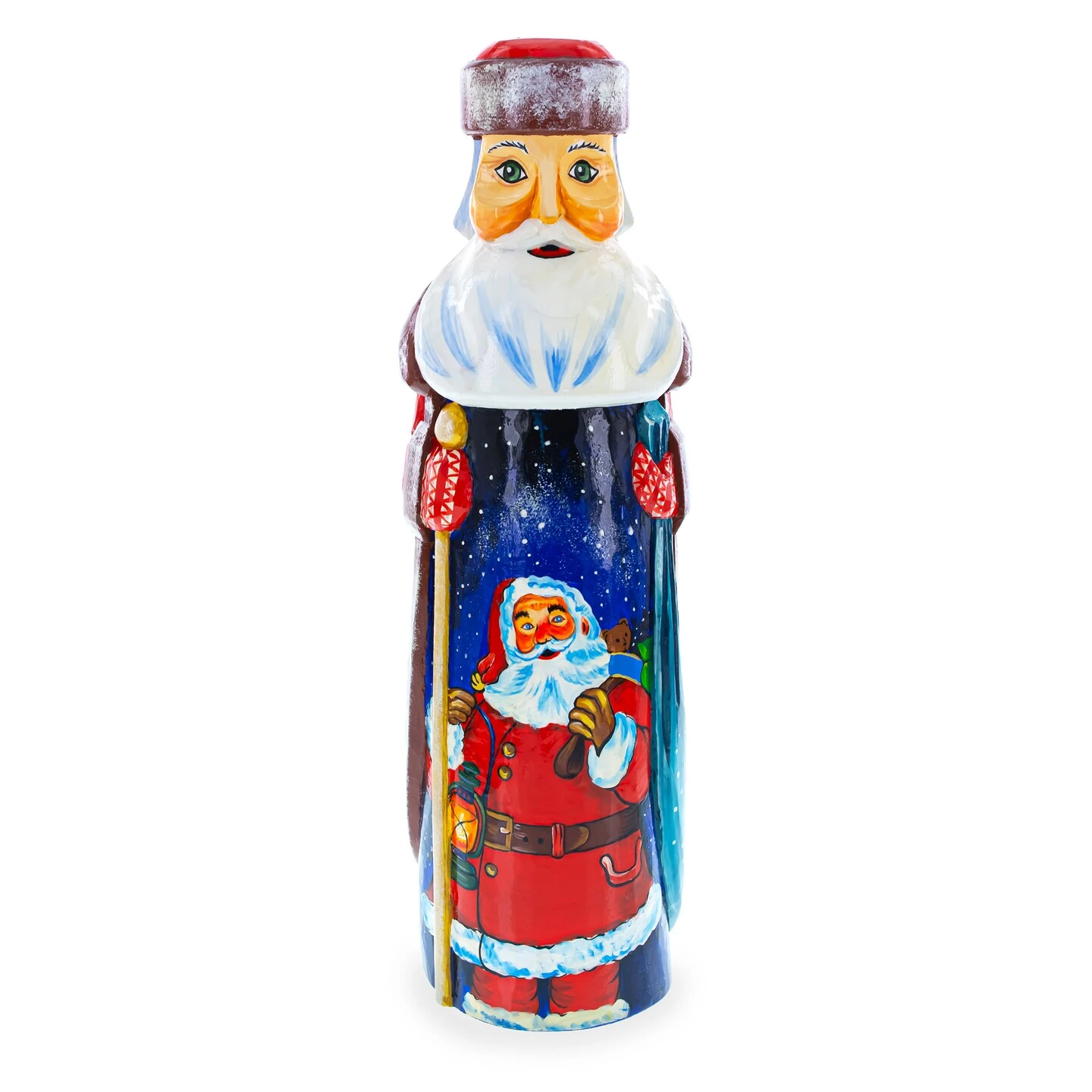 Hand Carved Ukrainian Santa With Lantern Solid Wooden Figurine 11 Inches 3 Hand Carved Ukrainian Santa With Lantern Solid Wooden Figurine 11 Inches