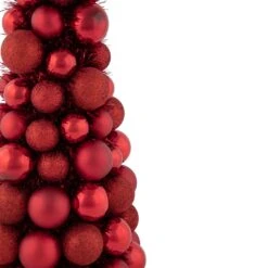 Northlight 3-Finish Shatterproof Ball Christmas Tree With Tinsel - 15.75" - Red -Northlight Shop 2305899222408447200