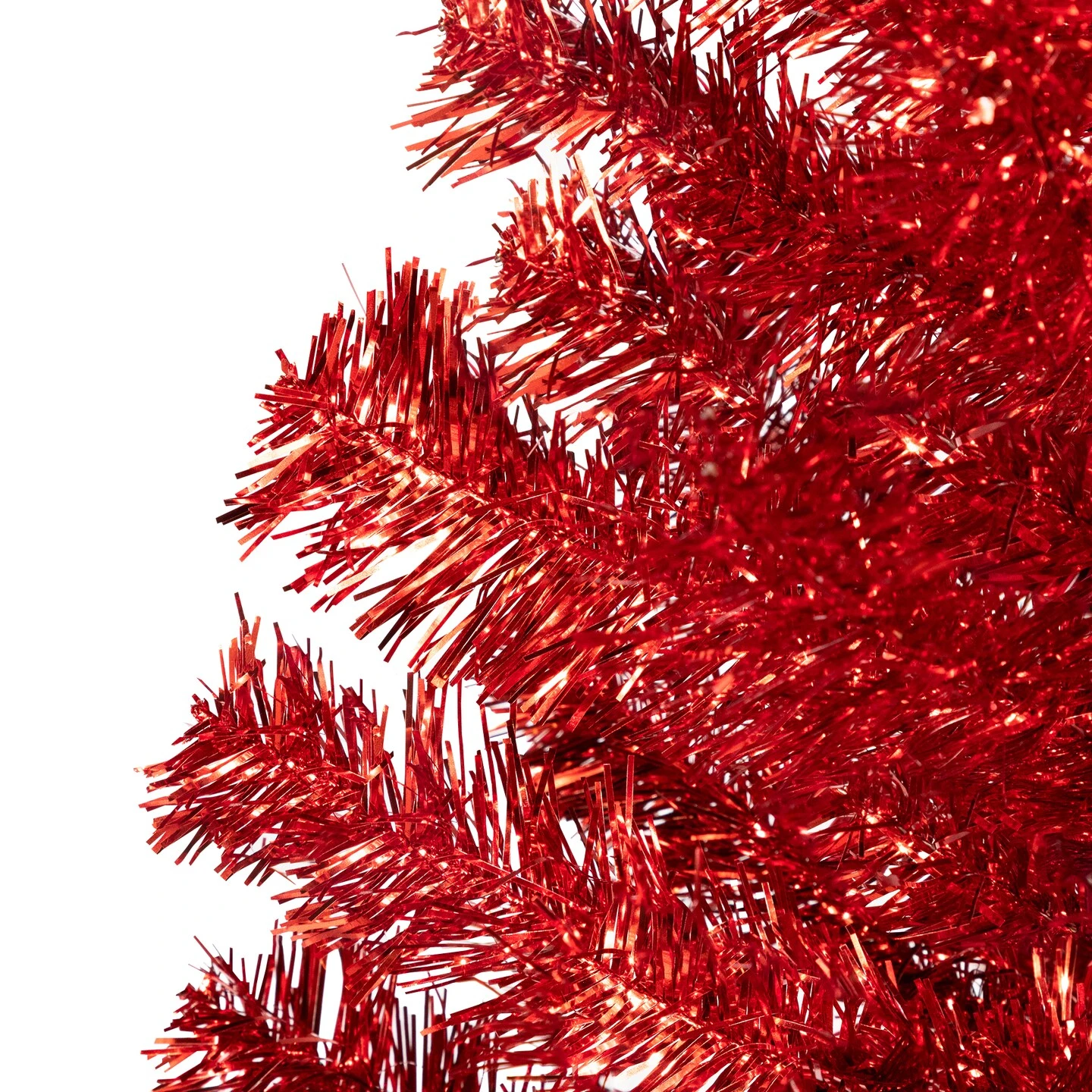 Northlight Artificial Tinsel Christmas Tree - 7' - Red - Unlit 6 Northlight Artificial Tinsel Christmas Tree - 7' - Red - Unlit - Image 4