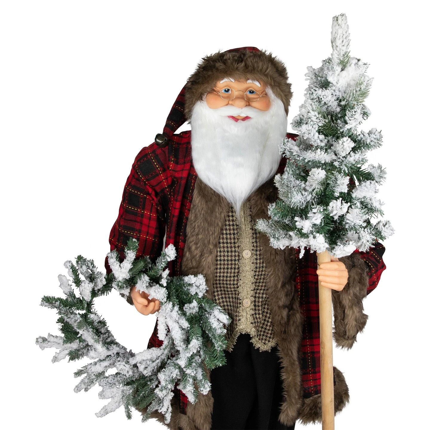Northlight 60" Santa Claus With Flocked Alpine Tree And Wreath Commercial Christmas Figure Red 9 Northlight 60" Santa Claus With Flocked Alpine Tree And Wreath Commercial Christmas Figure Red - Image 7