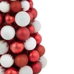Northlight 3-Finish Shatterproof Ball Christmas Tree With Tinsel - 15.75" - Red And White -Northlight Shop 2305989237406778592