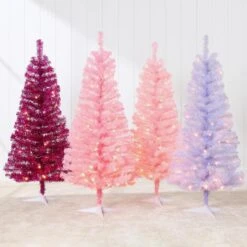 4ft Pre Lit Christmas Tree Mini Artificial Tree With Twinkling LED Lights For Bedroom Or Apartment Red 26 4ft Pre Lit Christmas Tree Mini Artificial Tree With Twinkling LED Lights For Bedroom Or Apartment Red -Northlight Shop 2306005167585086384