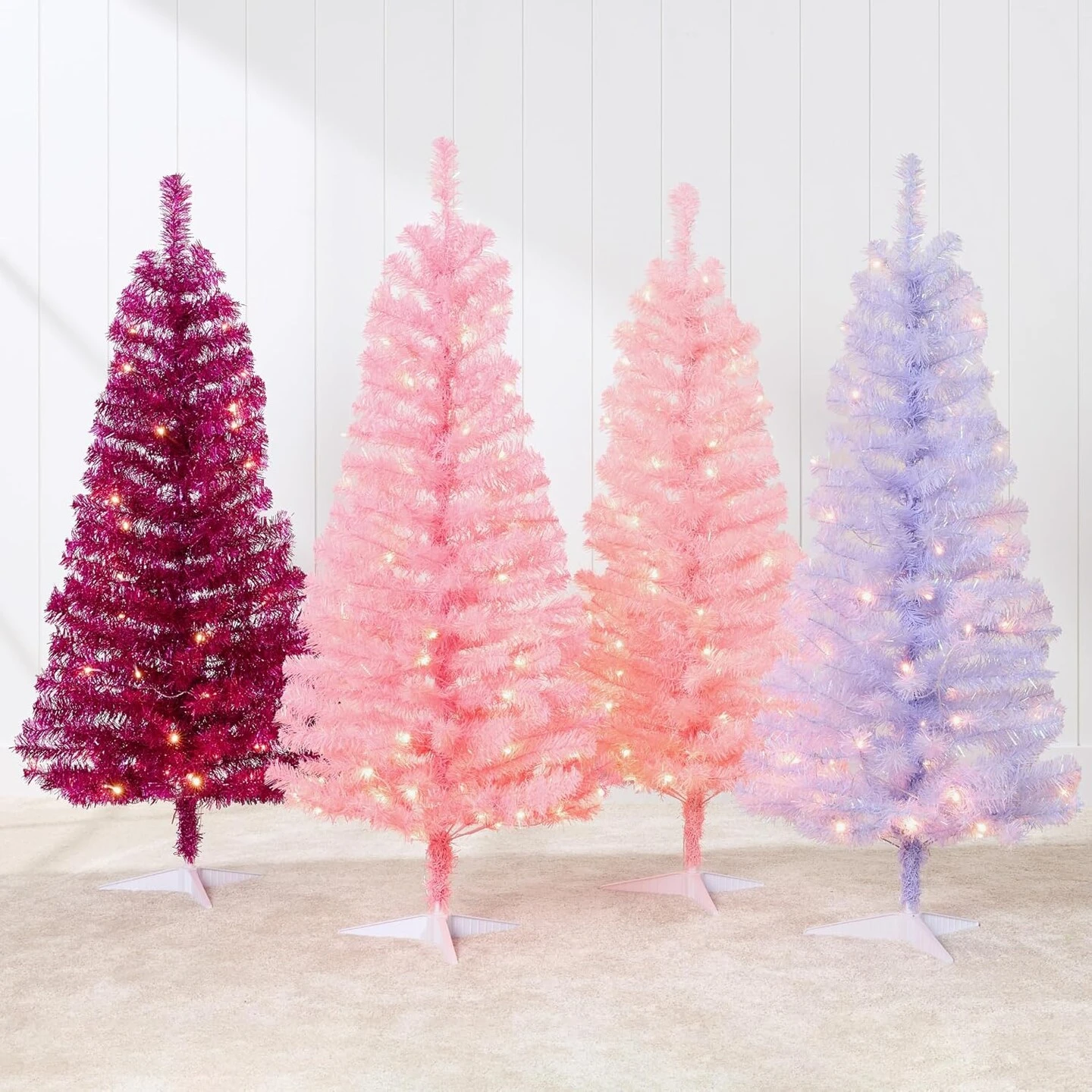 4ft Pre Lit Christmas Tree Mini Artificial Tree With Twinkling LED Lights For Bedroom Or Apartment Red 9 4ft Pre Lit Christmas Tree Mini Artificial Tree With Twinkling LED Lights For Bedroom Or Apartment Red - Image 7