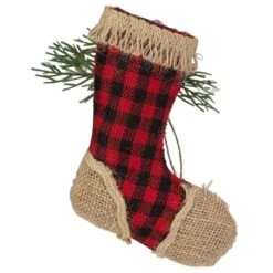 Northlight 5.75" Red Plaid And Burlap Christmas Stocking Ornament -Northlight Shop 2306040706983937248