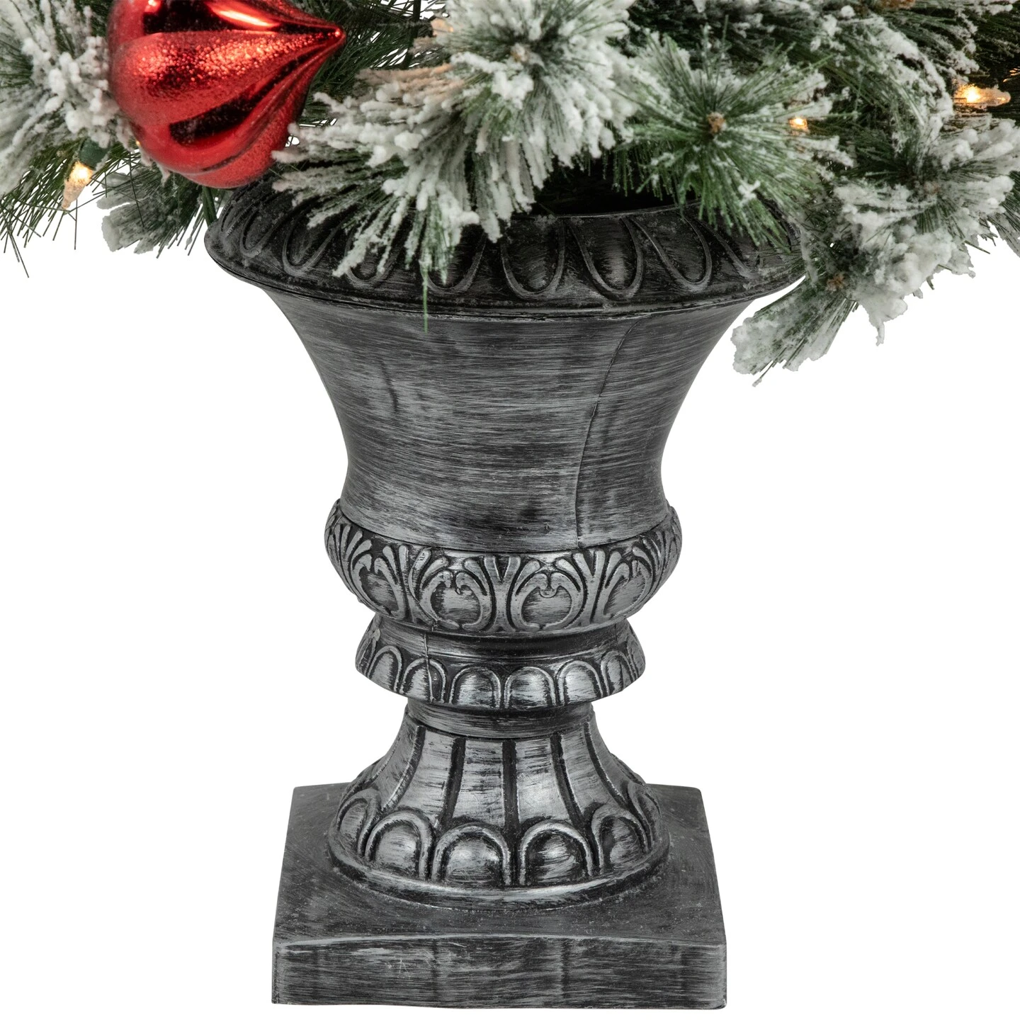 Northlight 4’ Pre-Lit Potted Snowy Bristle Pine Flocked Artificial Christmas Tree, Clear Lights Green 9 Northlight 4’ Pre-Lit Potted Snowy Bristle Pine Flocked Artificial Christmas Tree, Clear Lights Green - Image 7