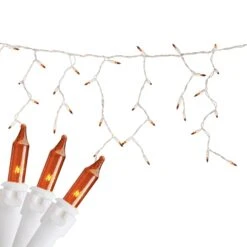 Northlight Mini Incandescent Icicle Christmas Lights - Orange - 3.5' White Wire - 100ct
