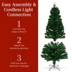 Best Choice Products Pre-Lit Fiber Optic Artificial Pine Christmas Tree W/ Multicolored LED Lights, 8 Sequences -Northlight Shop 2306160725911926704 1