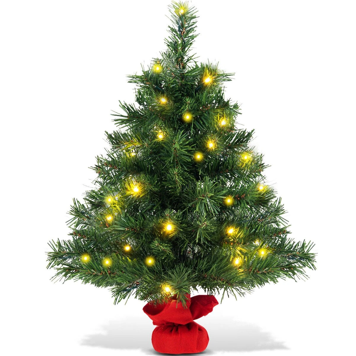 Costway 2 FT Pre-Lit Tabletop Fir Artifical Christmas Tree Led Lights 9 Costway 2 FT Pre-Lit Tabletop Fir Artifical Christmas Tree Led Lights - Image 7