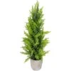 Northlight Upswept Frosted Cedar Artificial Potted Christmas Tree - 17" - Unlit Green -Northlight Shop 2306206462806712992