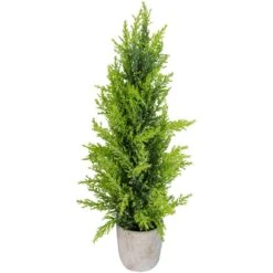 Northlight Upswept Frosted Cedar Artificial Potted Christmas Tree - 17" - Unlit Green
