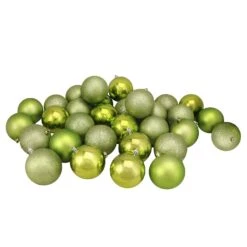 Northlight Shatterproof 4-Finish Christmas Ball Ornaments 3.25" (80mm) - Kiwi Green - 32ct -Northlight Shop 2306206462821917344 2
